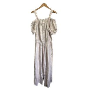 Rafaella Wide Leg Cropped Jumpsuit Striped XL NWOT